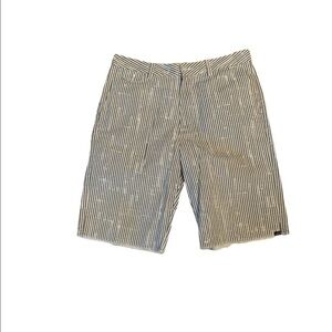 Vans Gray & White Stripe 1966 Print Flat Front Shorts Size 32
